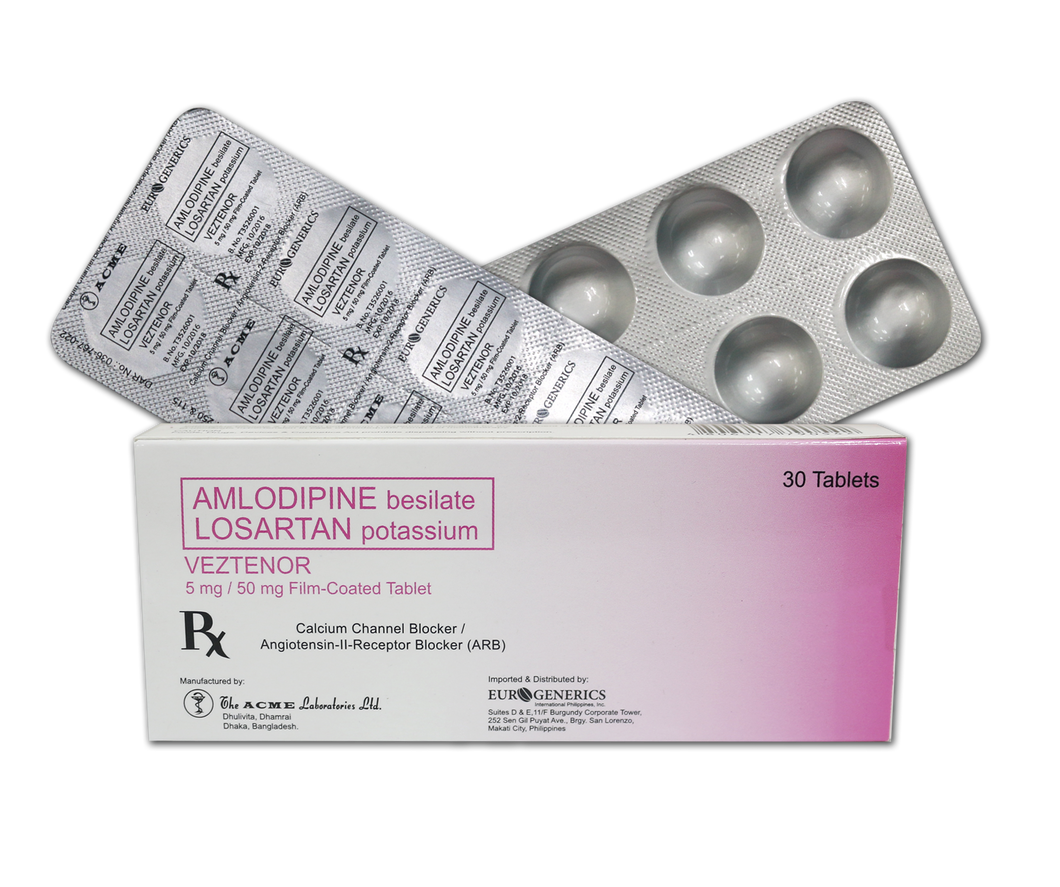 AMLODIPINE BESILATE 5mg + LOSARTAN POTASSIUM 50mg (VEZTENOR)